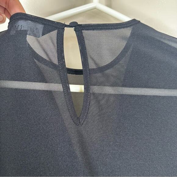 Intermix Bodysuit Womens Small Black V-Neck Sheer Mesh Long Sleeves - Picture 11 of 13